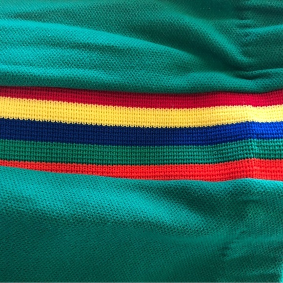 VTG Demetre Ladies 2PC Track Jacket Crop Jogger Pant L Green Rainbow Stripes - Picture 11 of 11